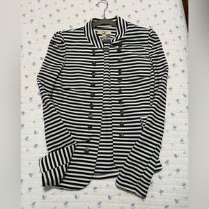 Ya Los Angeles Black and White Striped Button-Up Jacket Blazer Size Medium